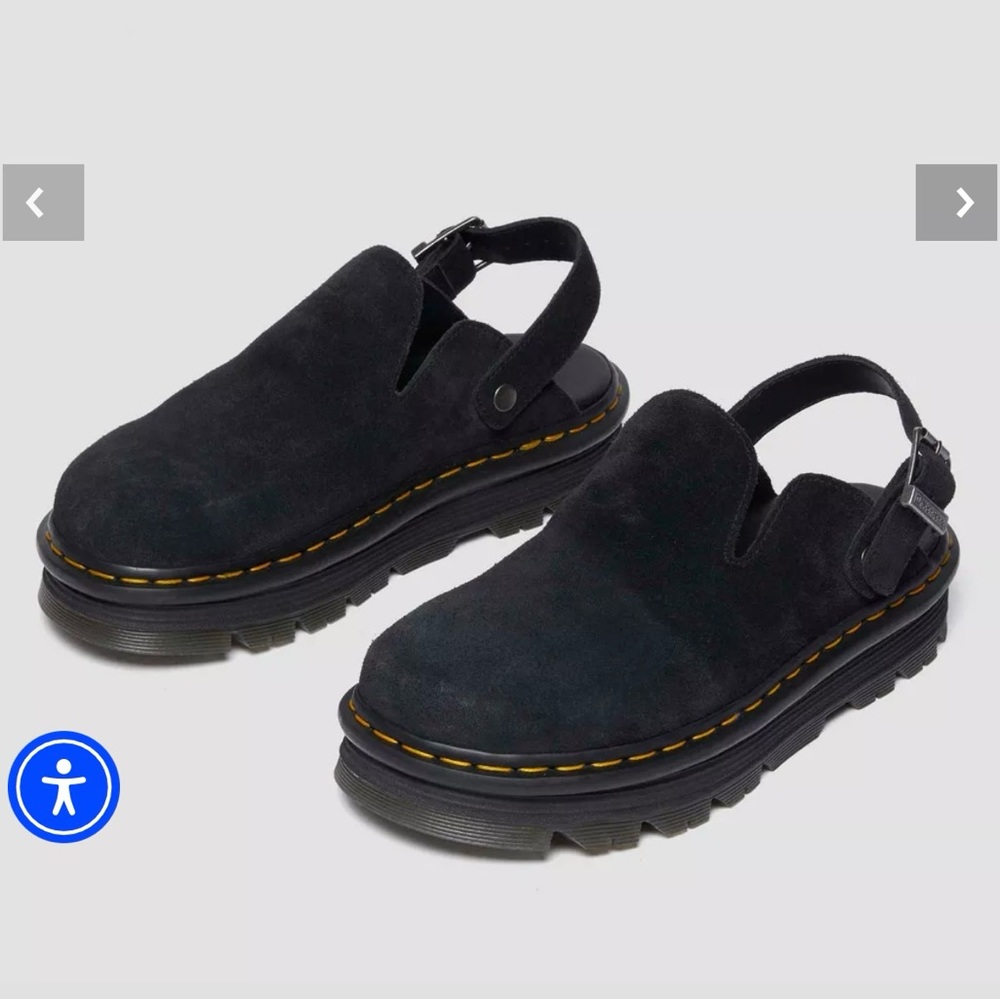 Dr. Martens Black Suede Mules